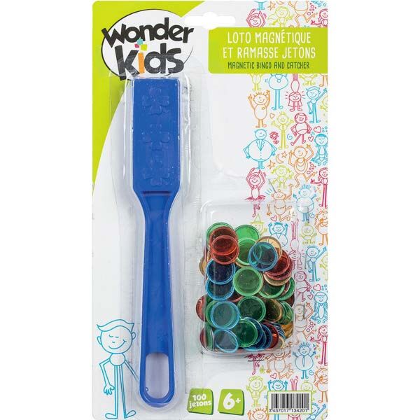Lot De 100 Pions Magnétiques Bleus + Ramasse-jetons – Accessoire Bingo Et Loto – Jeu De Société – Couleur Bleu