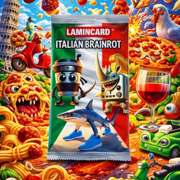 Axingqiwu 60 Cartes Italian Brainrot avec 32 Autocollants Brainrot Figurine Carte pour Collectionneurs (Jaune