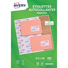 252 étiquettes adresse 63 x 38 mm Avery 
