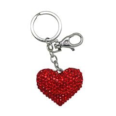 Porte-clés cœur rouge avec strass