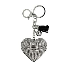 Porte-clés cœur blanc avec strass