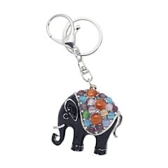 Porte-clés éléphant pierres colorées