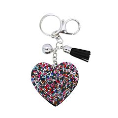 Porte-clés cœur strass multicolore
