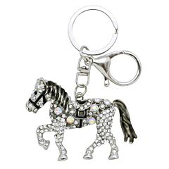 Porte-clés cheval métal strass