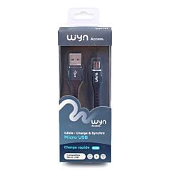 Câble métal tressé micro USB noir Wyn access