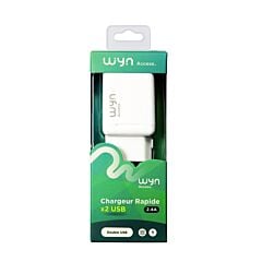Chargeur secteur USB 2 ports blanc Wyn access