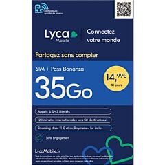 Carte SIM Prépayée Lyca M4 Bonanza 35 GO