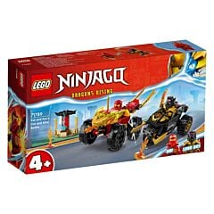 Le combat en voiture et en moto de Kai et Ras Lego Ninjago