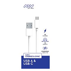 Câble USB-A vers USB-C blanc Myway
