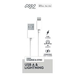 Câble USB-A vers lightning Apple blanc Myway