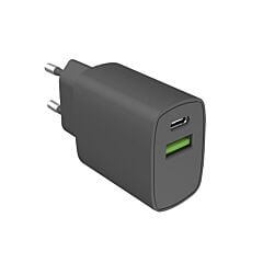 Chargeur secteur USB-C + Usb-A noir Green To Go