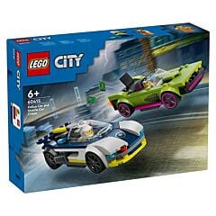 Course-poursuite entre la voiture de police et super voiture Lego City