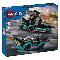 La voiture de course et le camion de transport de voitures Lego City
