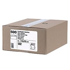 Boîte 500 enveloppes DL auto-adhésives blanches 110x220mm GPV