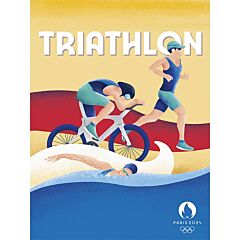 Affiche officielle Triathlon 30x40 cm JO Paris 2024 