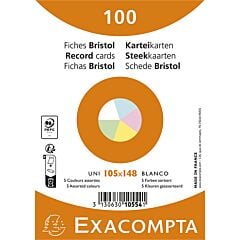 100 fiches bristol non perforées 105x148mm Exacompta
