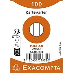 100 fiches bristol non perforées A8 (52 x 74 mm) Exacompta