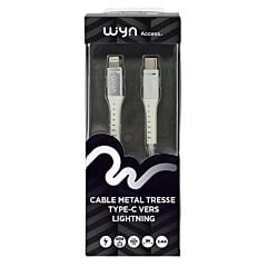 Cable Type-C vers Lightning renforcé 1m Silver Wyn Access