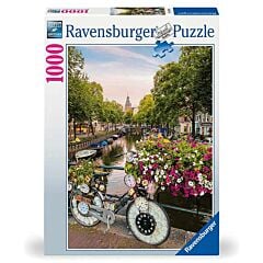 Puzzle 1000 pièces Vélo et fleurs à Amsterdam