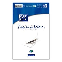 Papier à lettre 50 feuilles A4 blanc uni Oxford