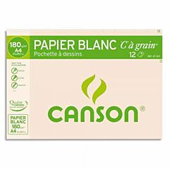 Papier dessin 12 feuilles A4 blanc 180 g Canson