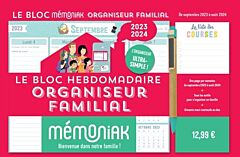 Le Bloc hebdomadaire organiseur familial Mémoniak, calendrier sept. 2023 - août 2024
