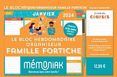 Le Bloc hebdomadaire Mémoniak organiseur Famille Fortiche 2024, de janv. à déc. 2024