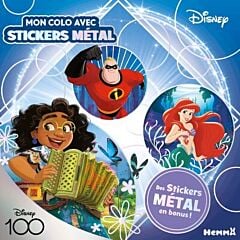 Disney 100 Disney - Mon colo avec stickers métal (Ariel, Mirabel, Mr Indestructible) - Des stickers