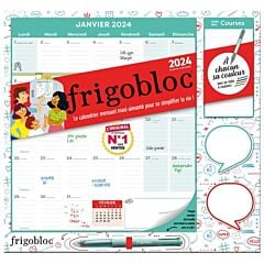 Frigobloc Mensuel 2024 avec Stylo 4 couleurs (de janv. à déc. 2024)
