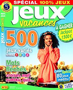 Magazine Jeux vacances 100% jeux, numéro 53, du 29/02/2024