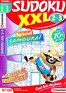 Magazine Sudoku xxl niv 2-3, numéro 109, du 10/04/2024