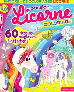 Magazine Passion licorne coloriage, numéro 22, du 01/03/2024