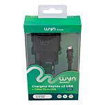 Chargeur secteur 2 USB et câble micro USB noir Wyn