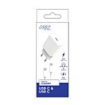 Pack chargeur secteur USB-C 20W + câble USB-C blanc Myway