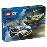 Course-poursuite entre la voiture de police et super voiture Lego City