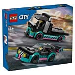 La voiture de course et le camion de transport de voitures Lego City
