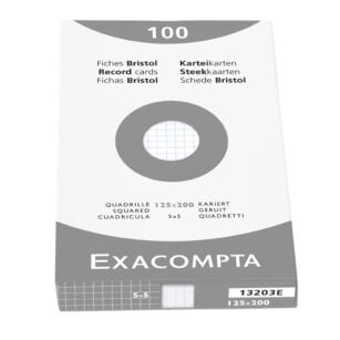 100 fiches bristol 12,5 x 20 cm Q.5x5 blanc Exacompta - Blocs et notes  Exacompta