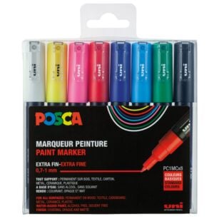 Etui 8 marqueurs peinture pointe extra fine Posca - Crayons et feutres de  coloriage Posca