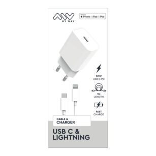 Pack chargeur secteur USB-C 20W + câble lightning Apple blanc
