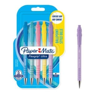Lot 5 stylos bille noir Flexgrip Ultra Paper Mate - Stylos bille Papermate