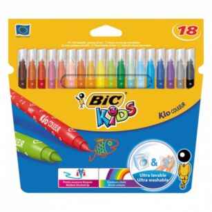 Etui 18 feutres coloriage pointe moyenne Bic Kids - Feutres de coloriage  Bic