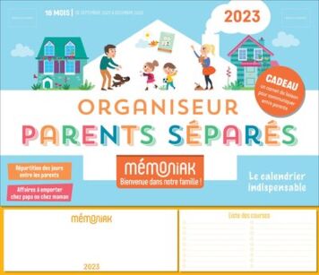 Organiseur Parents séparés Mémoniak, calendrier familial mensuel (sept.  2022- déc. 2023) - Livres famille et éducation