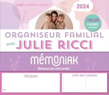 Organiseur Mémoniak avec Julie Ricci, calendrier mensuel (sept. 2023 - déc.  2024) - Livres famille et éducation