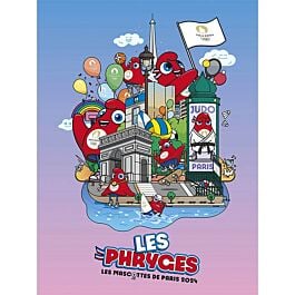 Affiche Les Phryges fond rose et bleu 30x40 cm JO Paris 2024