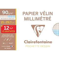 Papier millimétré 15 feuilles A4 90 g Clairefontaine