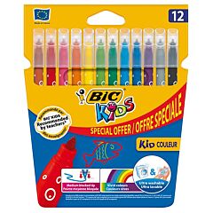 Etui 12 feutres coloriage pointe moyenne Bic Kids