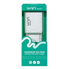 Chargeur secteur USB 2 ports blanc Wyn access