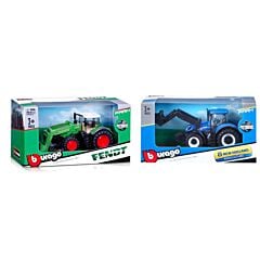 Tracteur Fendt ou New Holland + chargeuse à friction Burago Modèle Aléatoire