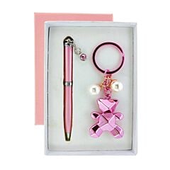coffret stylo et porte-clé ourson