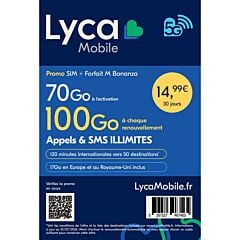 Carte SIM Prépayée Lyca M4 Bonanza 70 GO